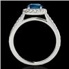 Image 2 : 1.5 ctw SI Certified Fancy Blue Diamond Solitaire Halo Ring 10k White Gold - REF-150A2N
