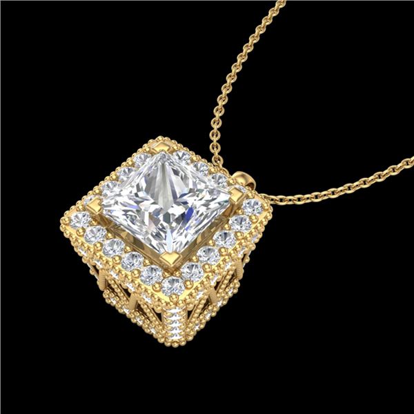 1.93 ctw Princess VS/SI Diamond Micro Pave Necklace 18k Yellow Gold - REF-436X4A