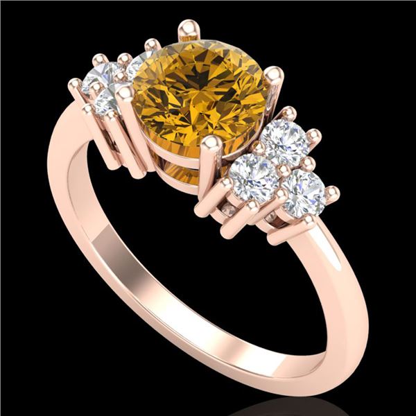 1.5 ctw Intense Fancy Yellow Diamond Ring 18k Rose Gold - REF-218G2W