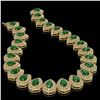 Image 2 : 121.42 ctw Emerald & Diamond Victorian Necklace 14K Yellow Gold - REF-3909H3R