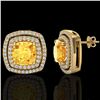 Image 2 : 3.55 ctw Citrine & Micro Pave VS/SI Diamond Earrings 18k Yellow Gold - REF-104M2G