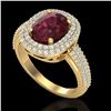 Image 2 : 3.10 ctw Garnet & Micro Pave VS/SI Diamond Certified Ring 10k Yellow Gold - REF-100M2G