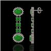 Image 2 : 8.07 ctw Jade & Diamond Earrings 14K White Gold - REF-144R8K