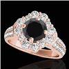 Image 1 : 2.81 ctw Certified VS Black Diamond Solitaire Halo Ring 10k Rose Gold - REF-102Y4X