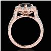 Image 2 : 2.81 ctw Certified VS Black Diamond Solitaire Halo Ring 10k Rose Gold - REF-102Y4X