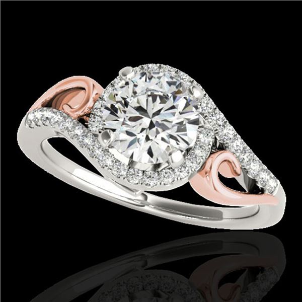 1.25 ctw Certified Diamond Solitaire Halo Ring 10k 2Tone Gold - REF-190G9W