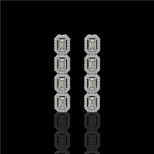 3.84 ctw Emerald Cut Diamond Micro Pave Earrings 18K White Gold - REF-459Y8X