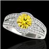 Image 1 : 1.5 ctw Certified SI/I Fancy Intense Yellow Diamond Ring 10k White Gold - REF-211R4K