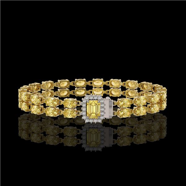 13.88 ctw Citrine & Diamond Bracelet 14K Yellow Gold - REF-236W4H