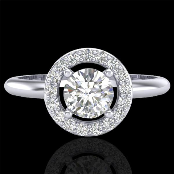 0.70 ctw Micro Pave Halo VS/SI Diamond Certified Ring 18k White Gold - REF-110G8W