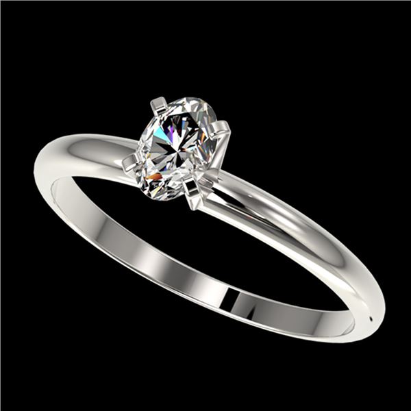 0.50 ctw Certified VS/SI Quality Oval Diamond Engagment Ring 10k White Gold - REF-60F3M