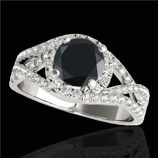 2 ctw Certified VS Black Diamond Solitaire Halo Ring 10k White Gold - REF-73M6G