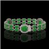 Image 2 : 15.79 ctw Jade & Diamond Bracelet 14K White Gold - REF-263X6A