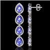 Image 2 : 11.2 ctw Tanzanite & Diamond Micro Pave Halo Earrings 10k White Gold - REF-286K9Y