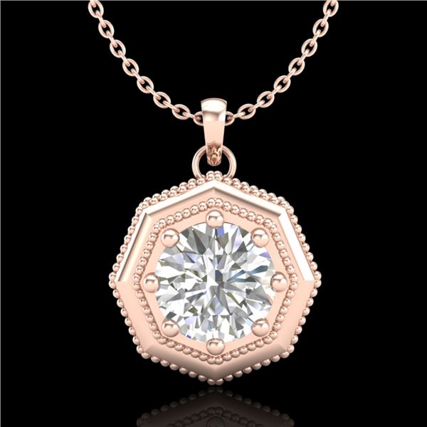 0.75 ctw VS/SI Diamond Solitaire Art Deco Stud Necklace 18k Rose Gold - REF-180X2A