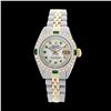 Image 2 : Rolex Men's Two Tone 14K Gold/SS, QuickSet, Diam/Emerald Dial & Diam/Emerald Bezel