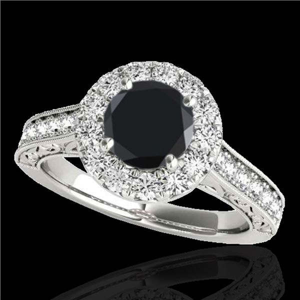 1.7 ctw Certified VS Black Diamond Solitaire Halo Ring 10k White Gold - REF-77F8M