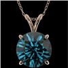 Image 1 : 2.50 ctw Certified Intense Blue Diamond Necklace 10k Rose Gold - REF-429M5G