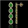 Image 2 : 6.20 ctw Jade & Diamond Micro Pave Halo Earrings 10k Yellow Gold - REF-158W2H