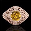 Image 2 : 1.07 ctw Intense Fancy Yellow Diamond Art Deco Ring 18k Rose Gold - REF-254A5N