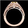 Image 3 : 1.07 ctw Intense Fancy Yellow Diamond Art Deco Ring 18k Rose Gold - REF-254A5N