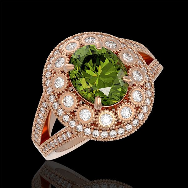 4.25 ctw Certified Tourmaline & Diamond Victorian Ring 14K Rose Gold - REF-132G8W