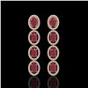 Image 1 : 6.47 ctw Ruby & Diamond Micro Pave Halo Earrings 10k Rose Gold - REF-143F6M