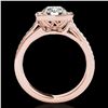 Image 2 : 1.33 ctw Certified Diamond Solitaire Halo Ring 10k Rose Gold - REF-197M8G