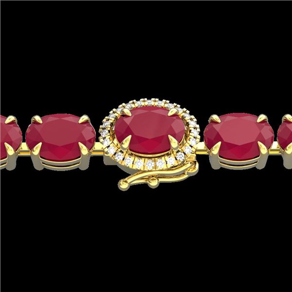 37 ctw Ruby & VS/SI Diamond Eternity Micro Bracelet 14k Yellow Gold - REF-236K4Y