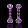 Image 1 : 8.19 ctw Amethyst & Diamond Earrings 14K White Gold - REF-144M5G