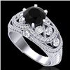Image 1 : 2 ctw Fancy Black Diamond Engagment Art Deco Ring 18k White Gold - REF-161Y8X
