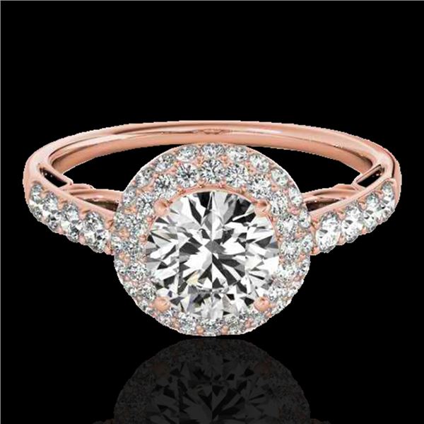 1.65 ctw Certified Diamond Solitaire Halo Ring 10k Rose Gold - REF-218K2Y