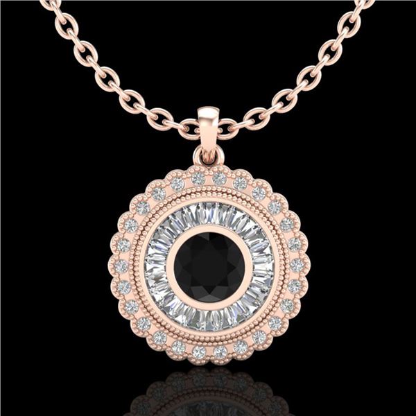 2.11 ctw Fancy Black Diamond Art Deco Stud Necklace 18k Rose Gold - REF-180Y2X