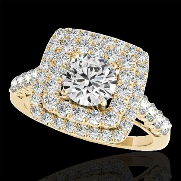 2.05 ctw Certified Diamond Solitaire Halo Ring 10k Yellow Gold - REF-204X5A