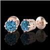 Image 2 : 1.75 ctw Fancy Intense Blue Diamond Art Deco Earrings 18k Rose Gold - REF-172F8M