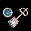 Image 3 : 1.75 ctw Fancy Intense Blue Diamond Art Deco Earrings 18k Rose Gold - REF-172F8M
