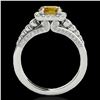 Image 2 : 2 ctw Certified SI/I Fancy Intense Yellow Diamond Halo Ring 10k White Gold - REF-259R3K