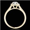 Image 2 : 1.11 ctw Certified Diamond Solitaire Halo Ring 10k Yellow Gold - REF-184G3W
