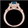 Image 2 : 1.5 ctw SI Certified Fancy Blue Diamond Solitaire Halo Ring 10k Rose Gold - REF-130M9G