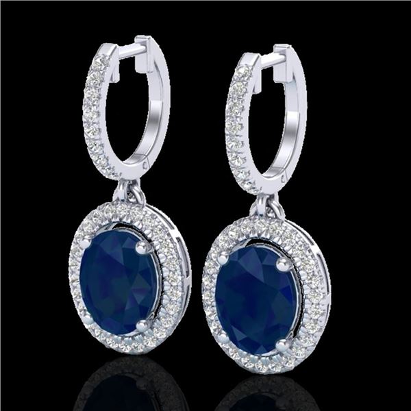 4.25 ctw Sapphire & Micro Pave VS/SI Diamond Earrings 18k White Gold - REF-107F3M