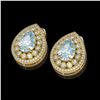 Image 2 : 7.15 ctw Aquamarine & Diamond Victorian Earrings 14K Yellow Gold - REF-285Y8X