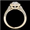 Image 2 : 1.5 ctw Certified Diamond Solitaire Halo Ring 10k Yellow Gold - REF-204Y5X