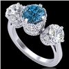 Image 1 : 3.06 ctw Fancy Intense Blue Diamond Art Deco Ring 18k White Gold - REF-390F9M