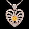 Image 1 : 3 ctw Citrine With Micro Pave Diamond Heart Necklace 14k Rose Gold - REF-127W3H