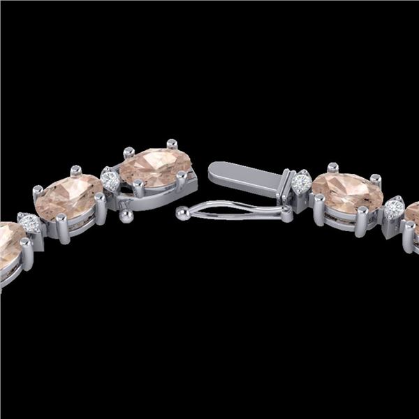 44.25 ctw Morganite & VS/SI Diamond Eternity Necklace 10k White Gold - REF-465R5K