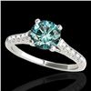 Image 1 : 1.45 ctw SI Certified Fancy Blue Diamond Solitaire Ring 10k White Gold - REF-163F6M