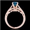 Image 2 : 1.25 ctw SI Certified Fancy Blue Diamond Solitaire Ring 10k Rose Gold - REF-177M3G