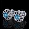 Image 1 : 2.01 ctw Fancy Intense Blue Diamond Art Deco Earrings 18k White Gold - REF-210H9R