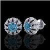 Image 2 : 2.01 ctw Fancy Intense Blue Diamond Art Deco Earrings 18k White Gold - REF-210H9R