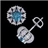 Image 3 : 2.01 ctw Fancy Intense Blue Diamond Art Deco Earrings 18k White Gold - REF-210H9R